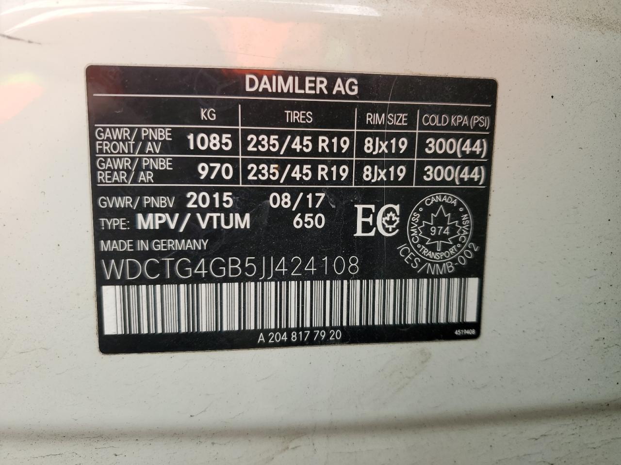 2018 Mercedes-Benz Gla 250 4Matic VIN: WDCTG4GB5JJ424108 Lot: 85477645