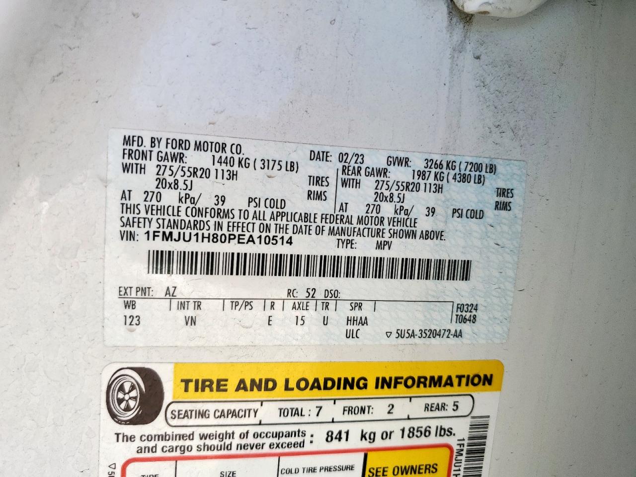 2023 Ford Expedition Xlt VIN: 1FMJU1H80PEA10514 Lot: 82528025