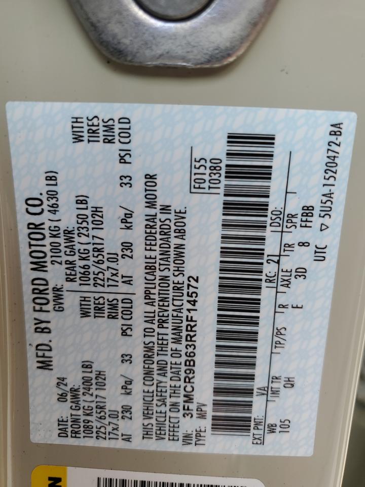 2024 Ford Bronco Sport Big Bend VIN: 3FMCR9B63RRF14572 Lot: 84569005