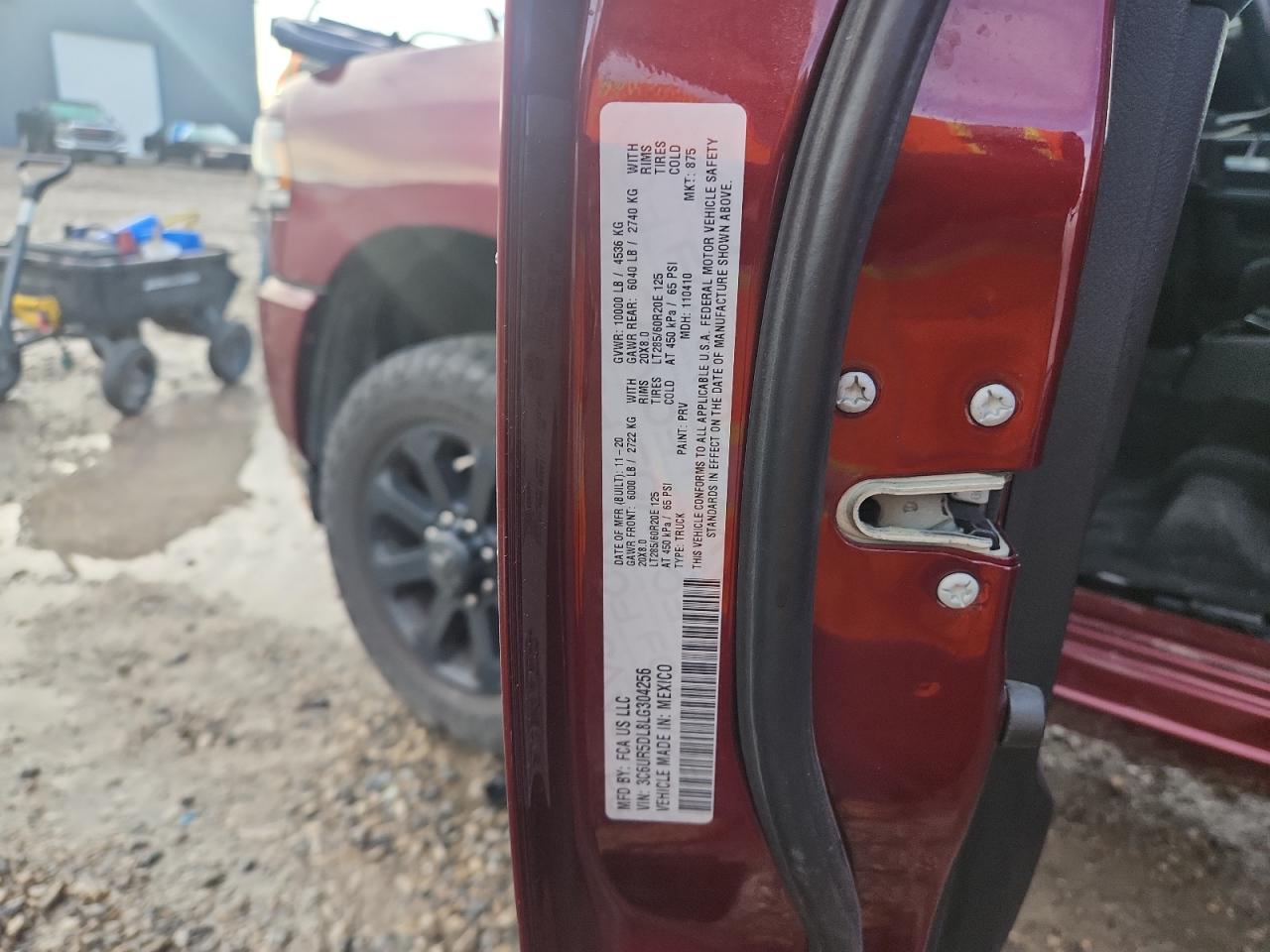 2020 Ram 2500 Big Horn VIN: 3C6UR5DL8LG304256 Lot: 82315745