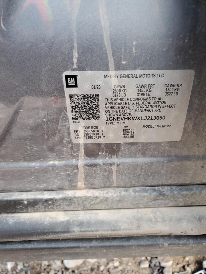 2020 Chevrolet Traverse Lt VIN: 1GNEVHKWXLJ213650 Lot: 84640175