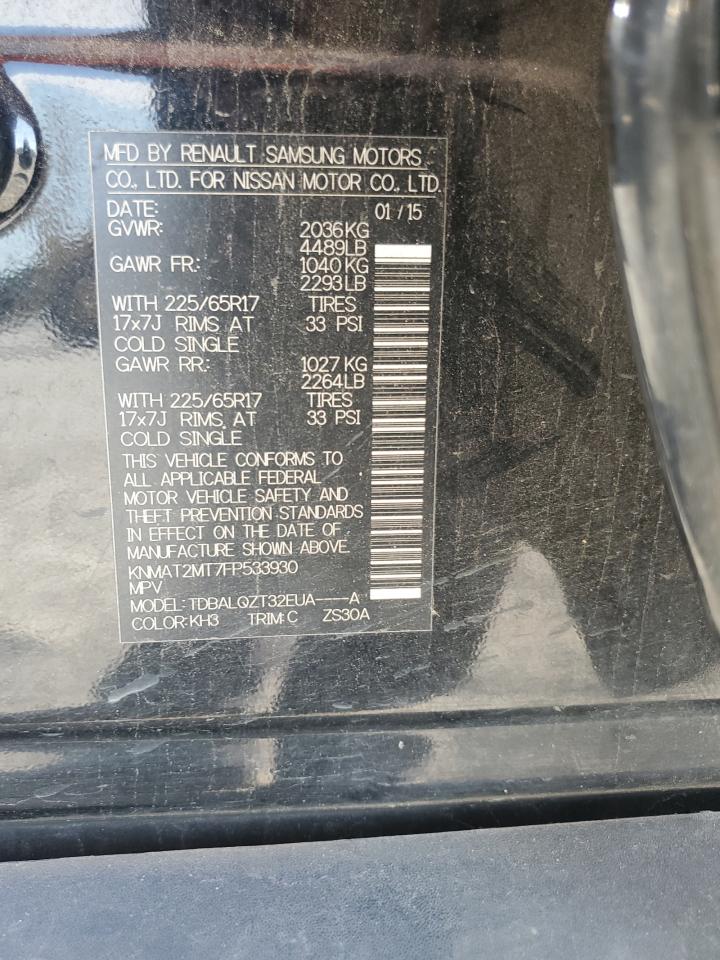 2015 Nissan Rogue S VIN: KNMAT2MT7FP533930 Lot: 84733045