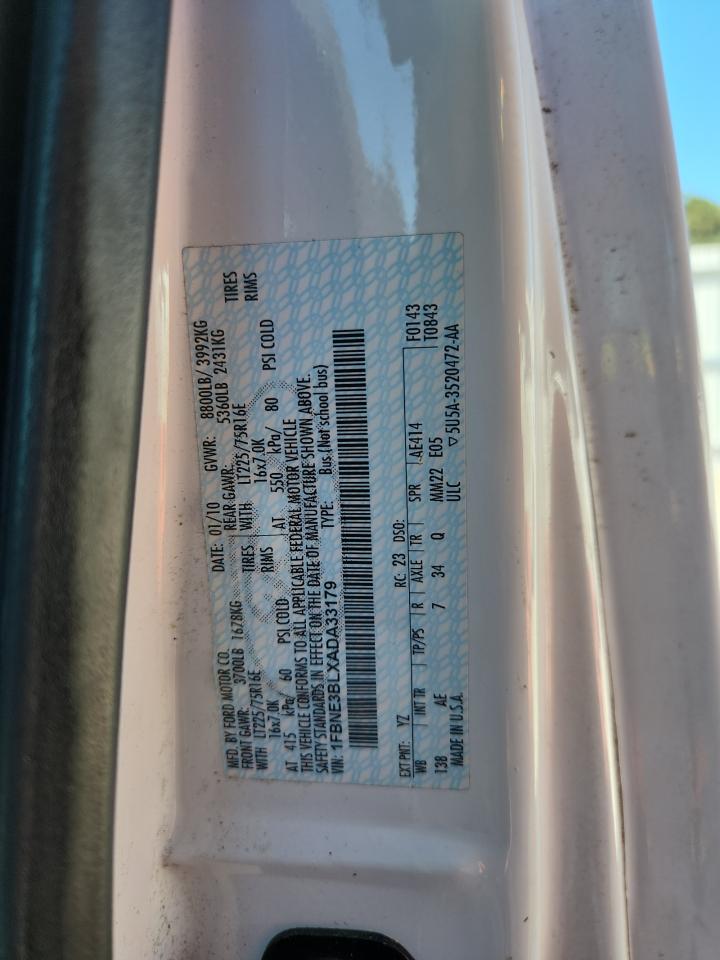 2010 Ford Econoline E350 Super Duty Wagon VIN: 1FBNE3BLXADA33179 Lot: 86447245