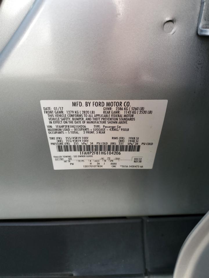 2017 Ford Taurus Limited VIN: 1FAHP2F81HG104206 Lot: 85781485