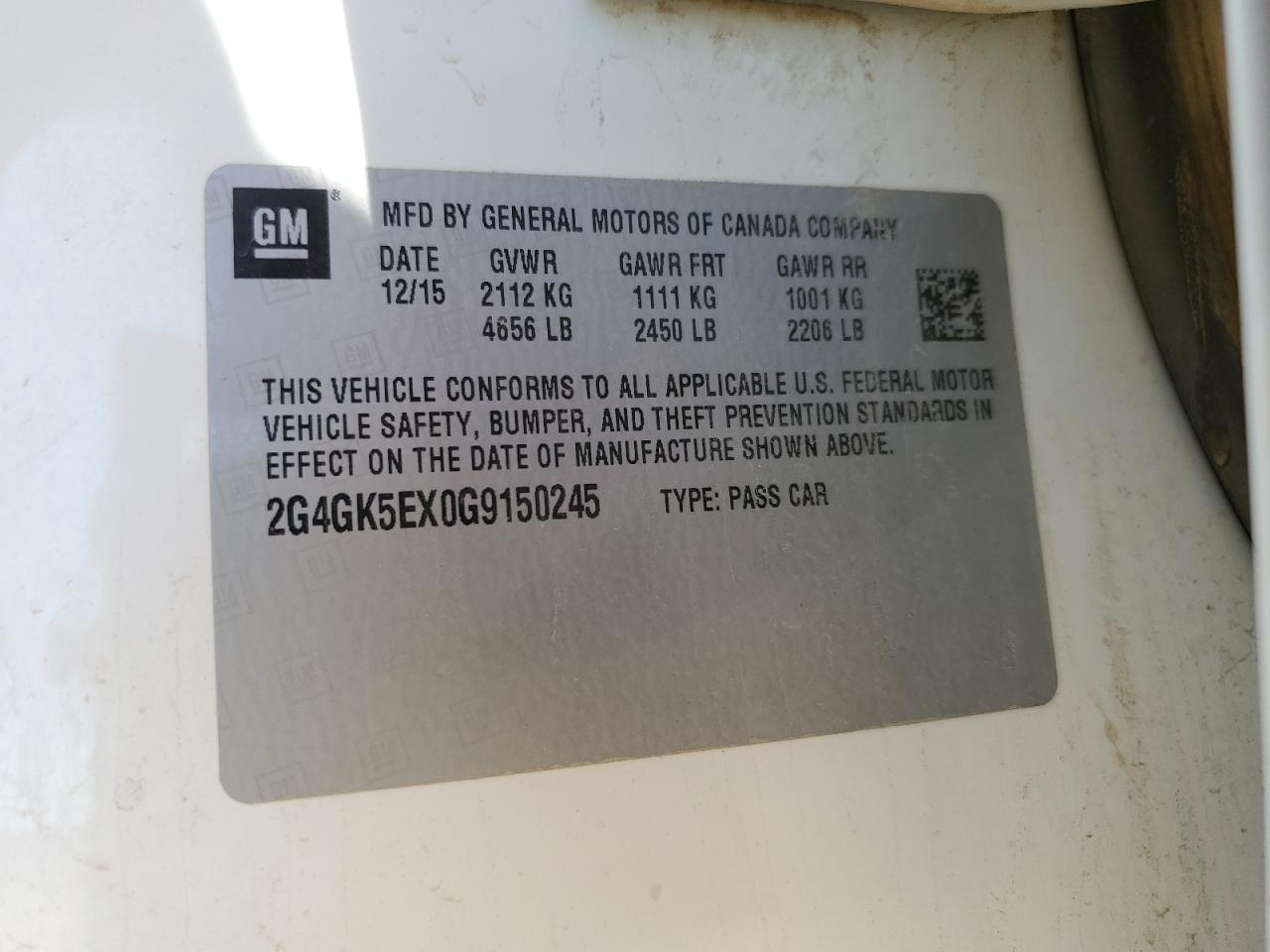 2016 Buick Regal VIN: 2G4GK5EX0G9150245 Lot: 84472705