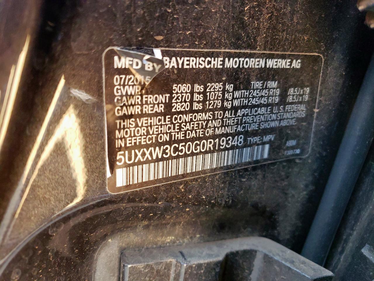 2016 BMW X4 xDrive28I VIN: 5UXXW3C50G0R19348 Lot: 86479425