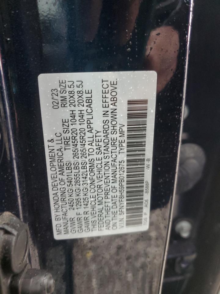 2023 Honda Passport Exl VIN: 5FNYF8H59PB012675 Lot: 82282095