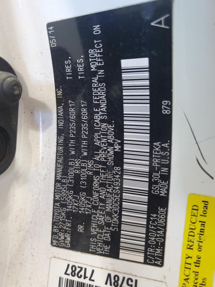 2014 Toyota Sienna Le VIN: 5TDKK3DC5ES493428 Lot: 85291155