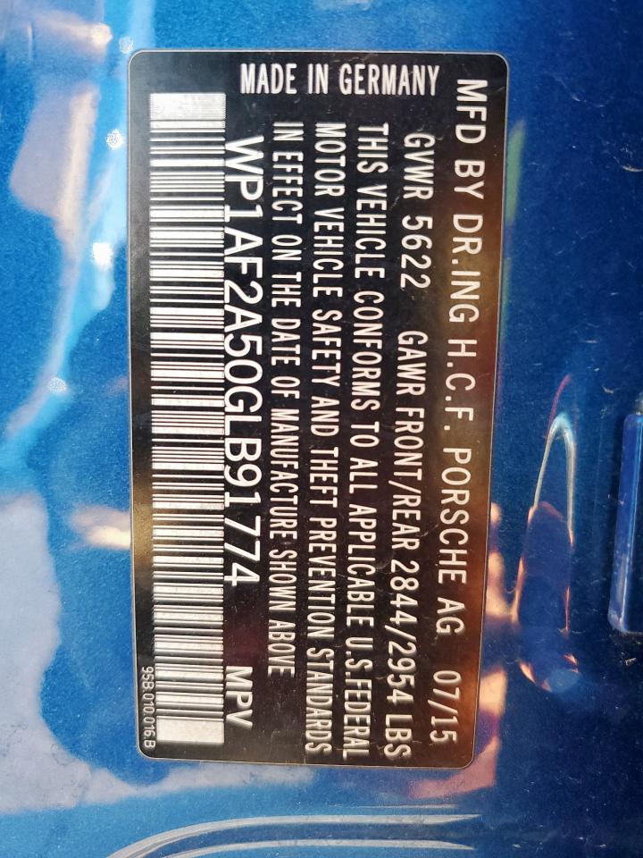 2016 Porsche Macan Turbo VIN: WP1AF2A50GLB91774 Lot: 90660205