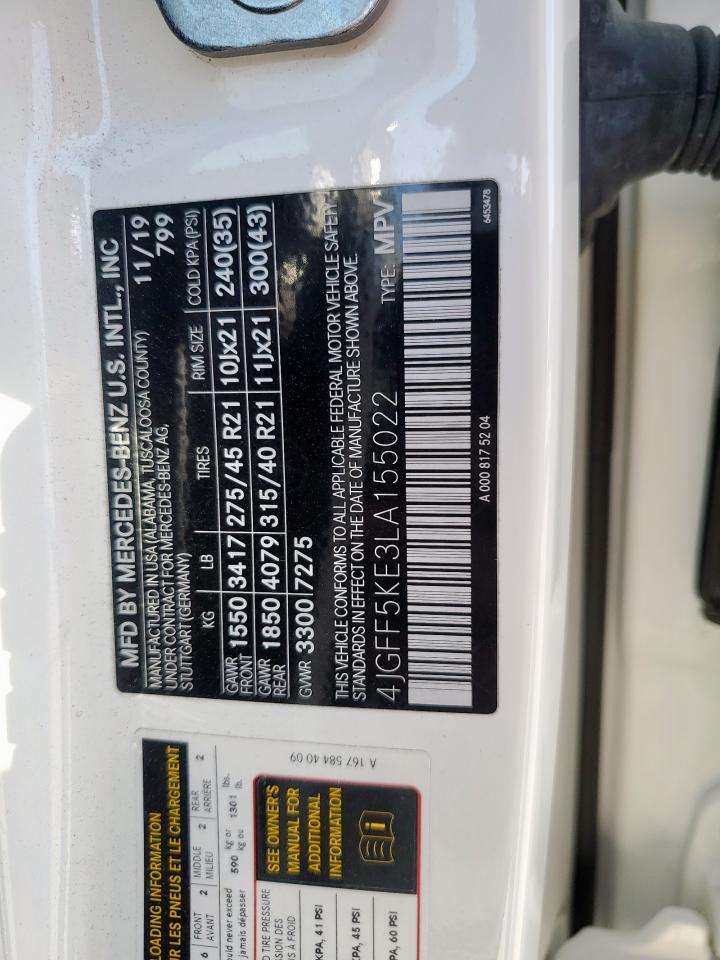 2020 Mercedes-Benz Gls 450 4Matic VIN: 4JGFF5KE3LA155022 Lot: 85822215