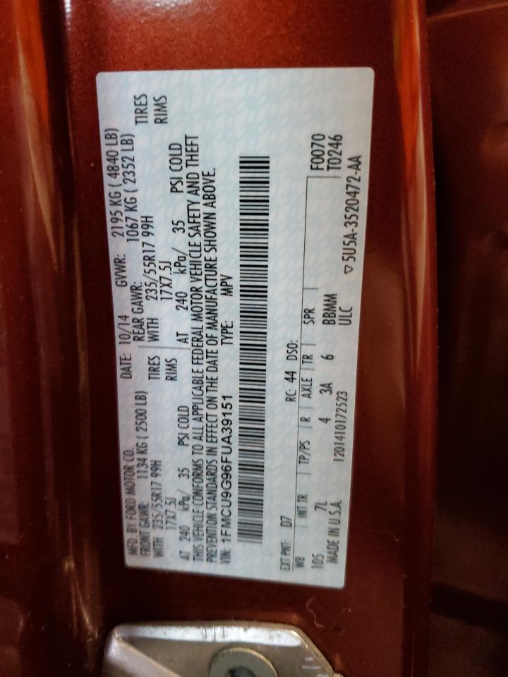 2015 Ford Escape Se VIN: 1FMCU9G96FUA39151 Lot: 85530995