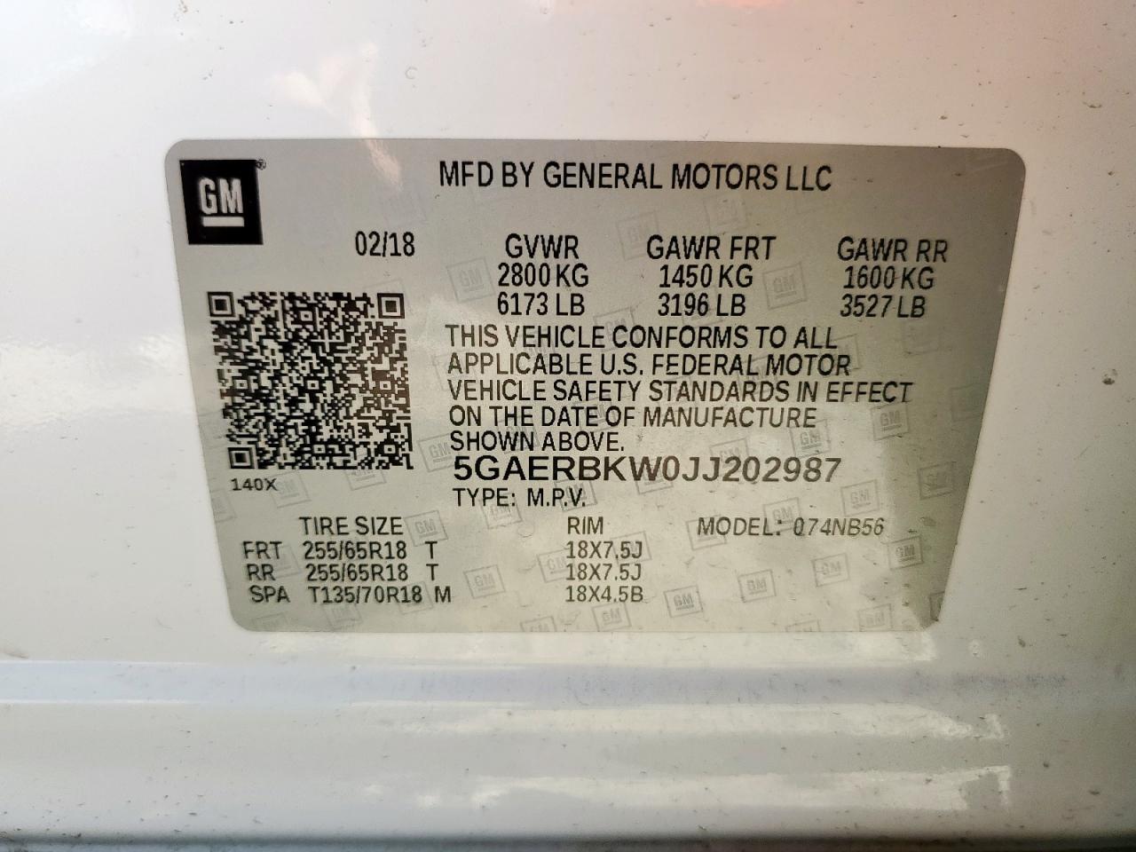 2018 Buick Enclave Essence VIN: 5GAERBKW0JJ202987 Lot: 82280465