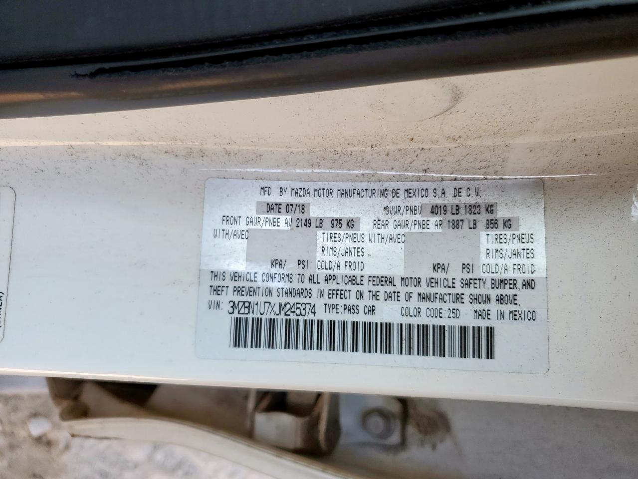 2018 Mazda 3 Sport VIN: 3MZBN1U7XJM245374 Lot: 85943145
