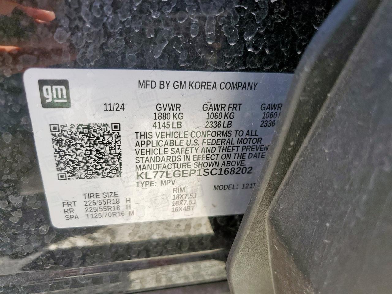 2025 Chevrolet Trax 1Rs VIN: KL77LGEP1SC168202 Lot: 85816205