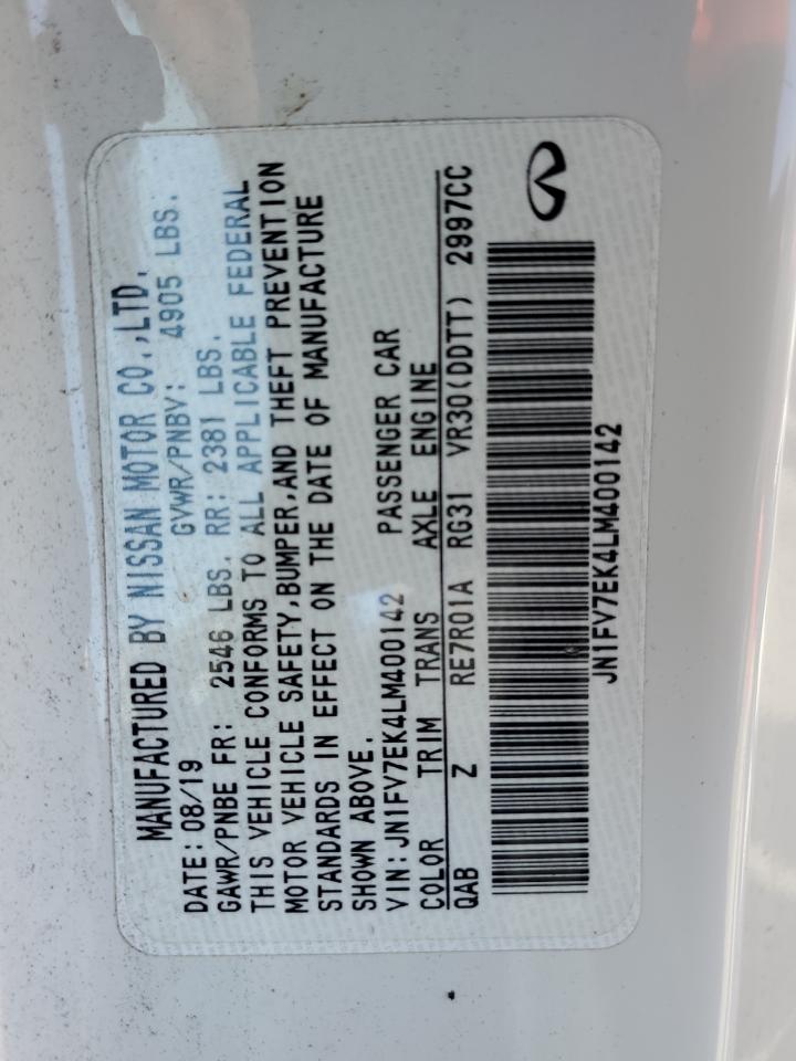 2020 Infiniti Q60 Red Sport 400 VIN: JN1FV7EK4LM400142 Lot: 82653235