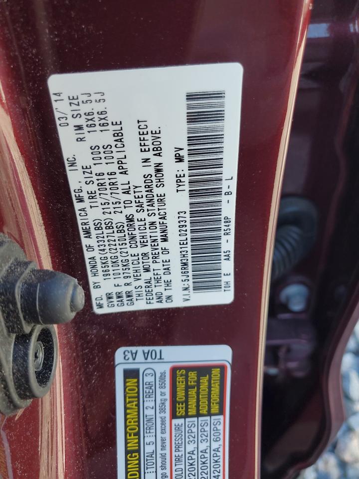 2014 Honda Cr-V Lx VIN: 5J6RM3H31EL029373 Lot: 90656285