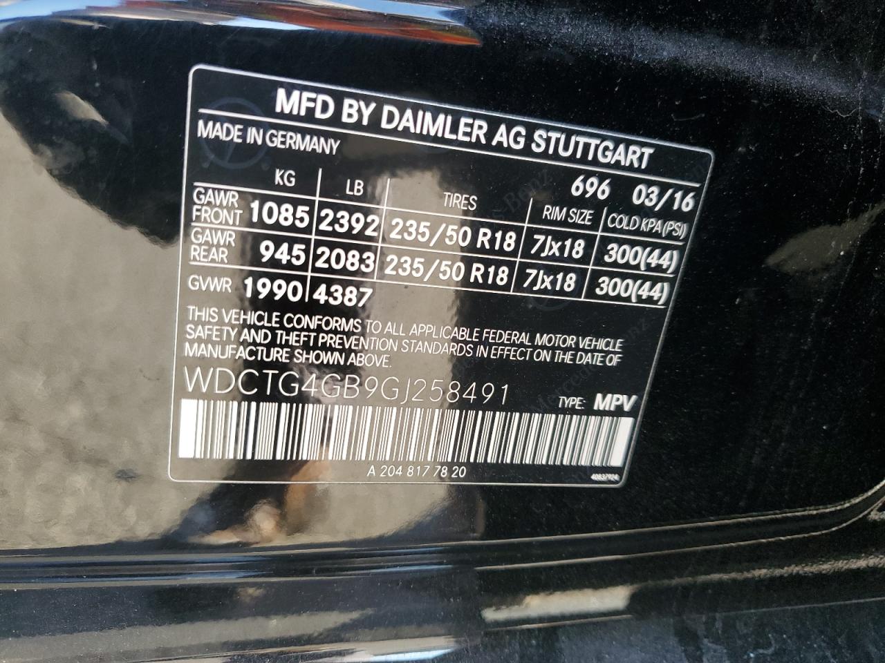 2016 Mercedes-Benz Gla 250 4Matic VIN: WDCTG4GB9GJ258491 Lot: 85345405