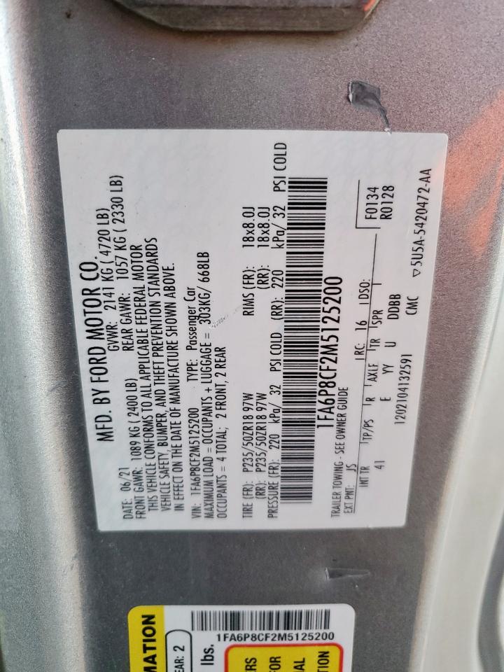 2021 Ford Mustang Gt VIN: 1FA6P8CF2M5125200 Lot: 90853685