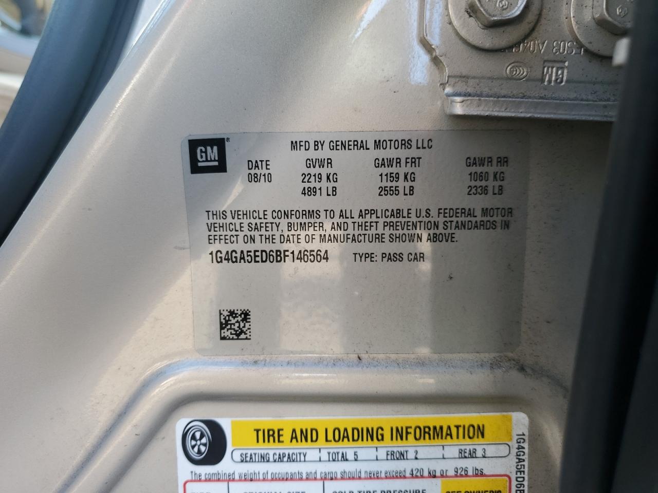 2011 Buick Lacrosse Cx VIN: 1G4GA5ED6BF146564 Lot: 86690665