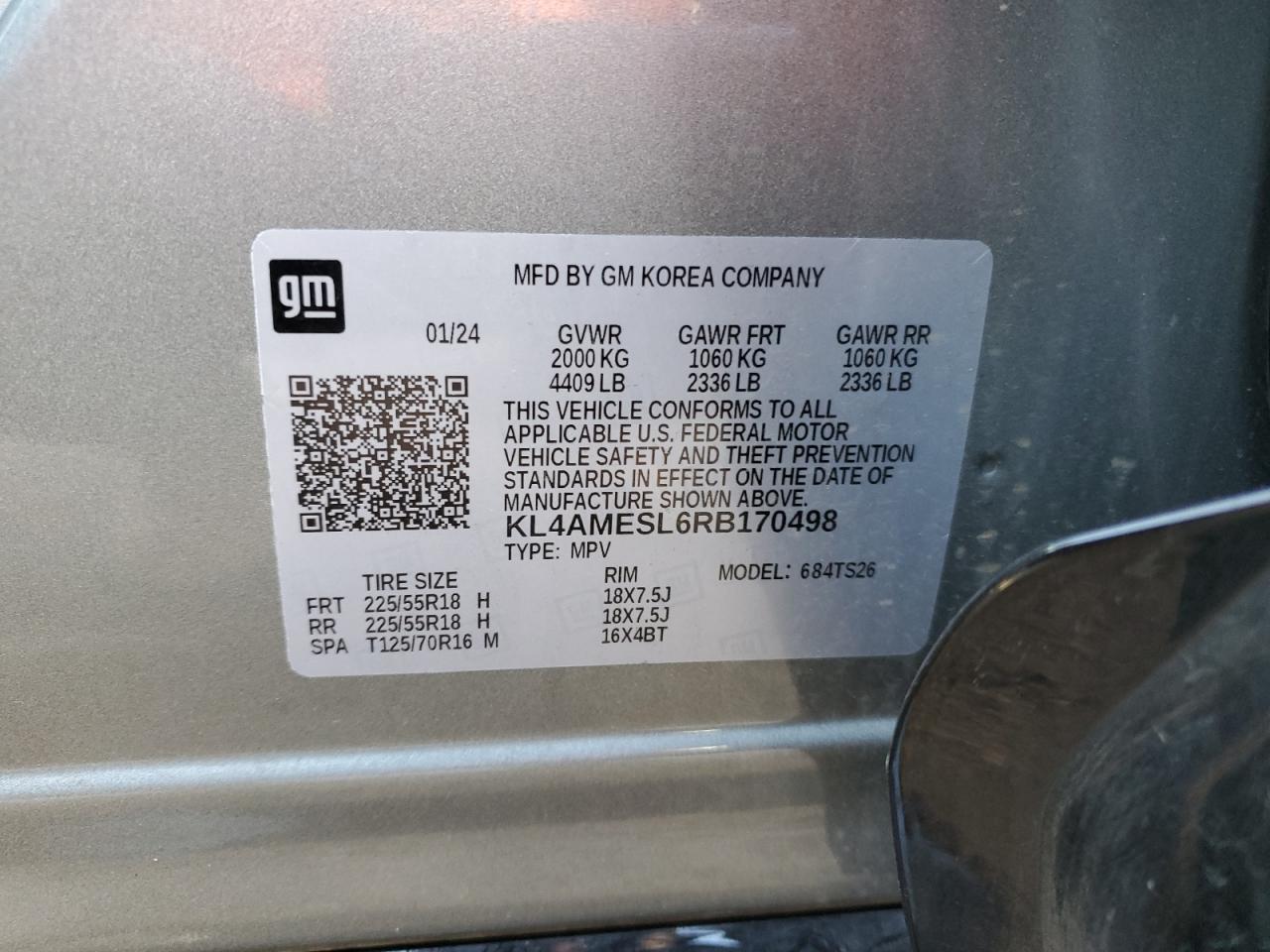 2024 Buick Encore Gx Sport Touring VIN: KL4AMESL6RB170498 Lot: 82625545