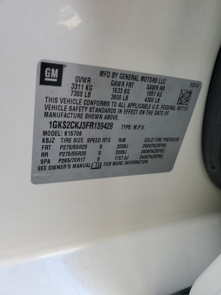 2015 GMC Yukon Denali VIN: 1GKS2CKJ3FR139428 Lot: 86427825