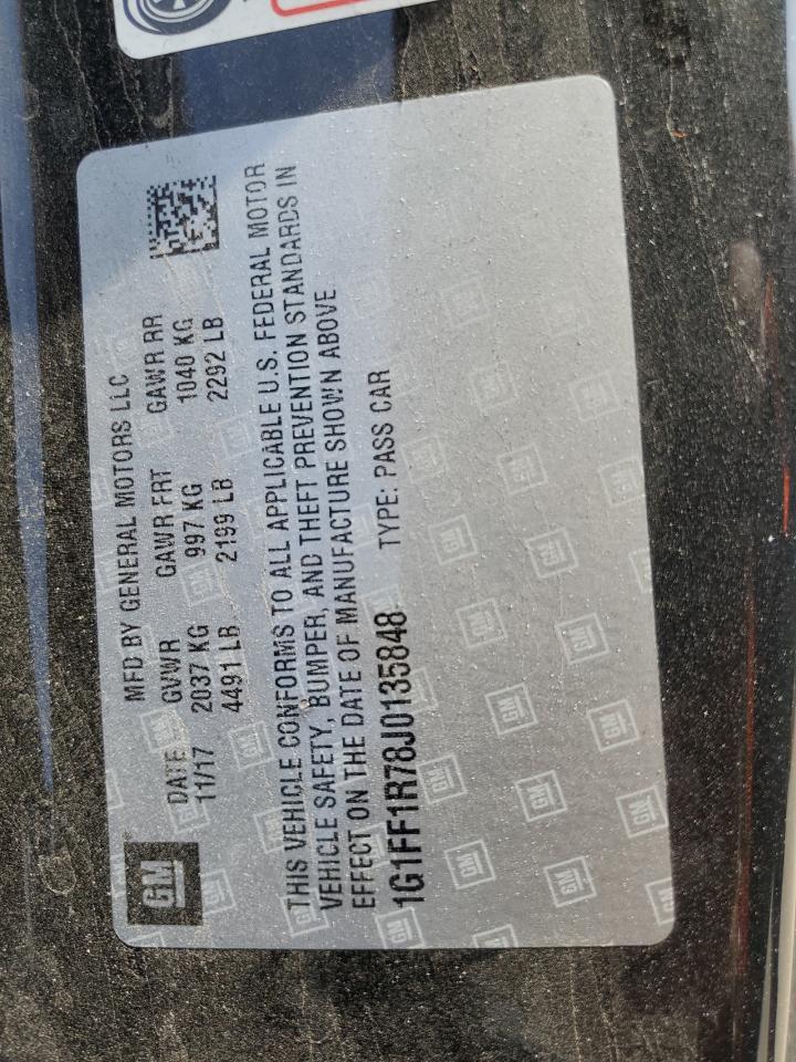 2018 Chevrolet Camaro Ss VIN: 1G1FF1R78J0135848 Lot: 84626555