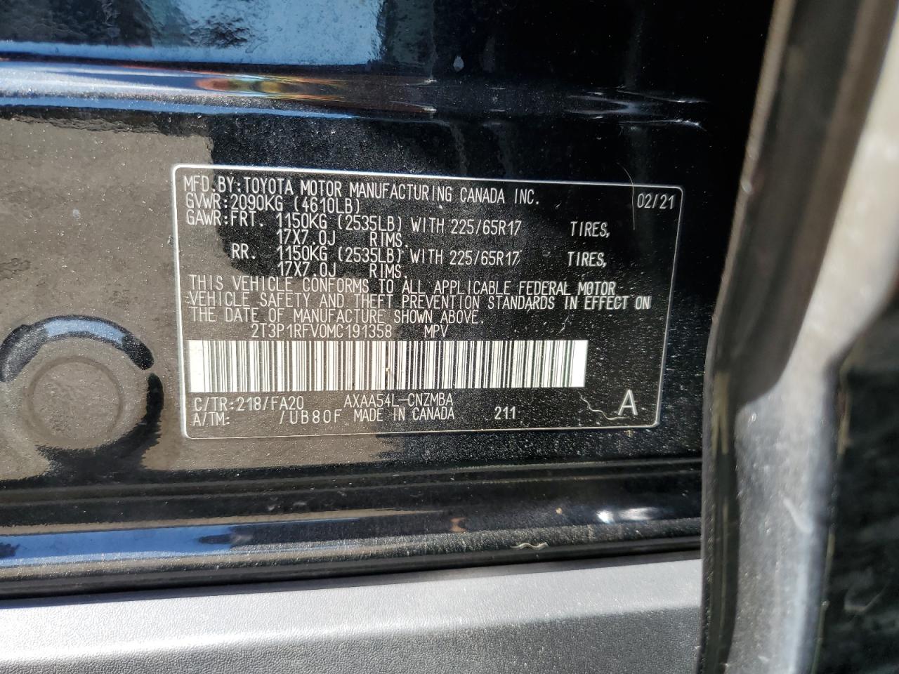 2021 Toyota Rav4 Xle VIN: 2T3P1RFV0MC191358 Lot: 81997505