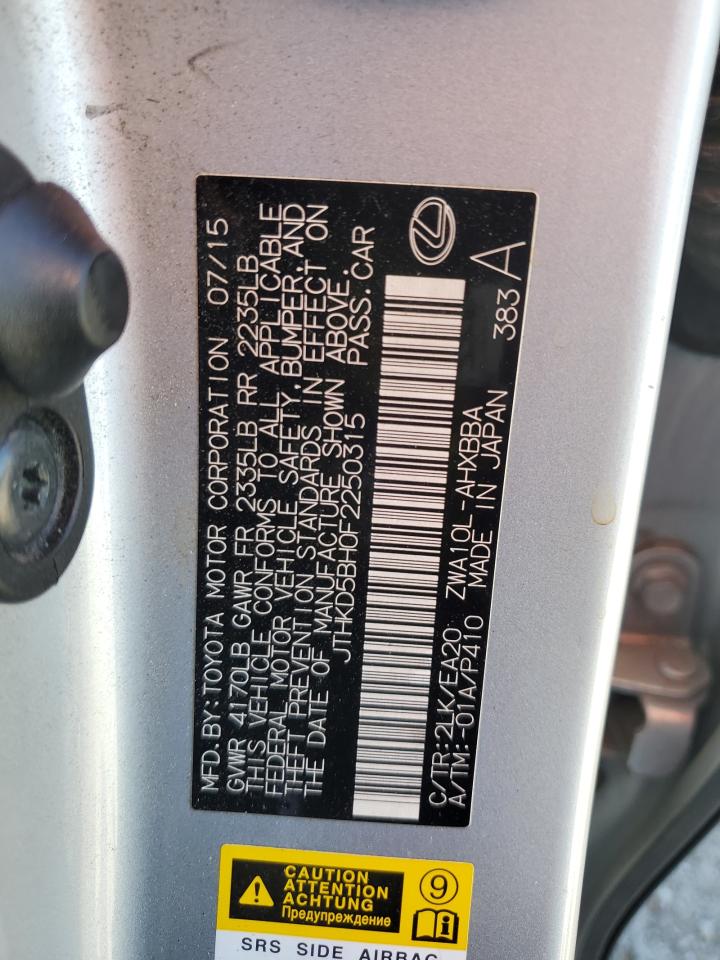 2015 Lexus Ct 200 VIN: JTHKD5BH0F2250315 Lot: 90134955