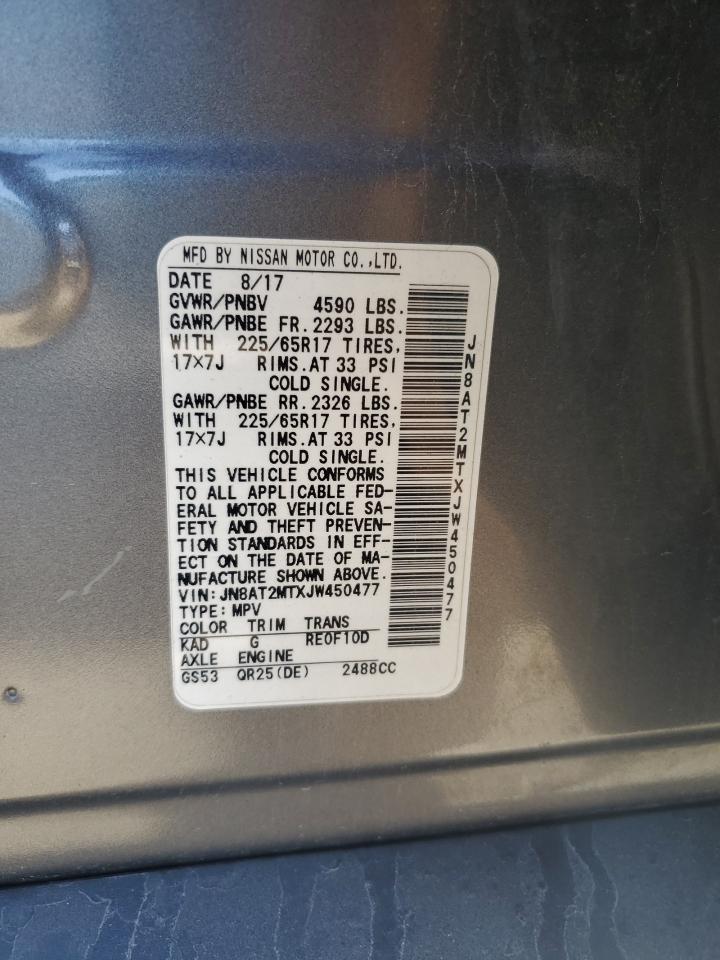 2018 Nissan Rogue S VIN: JN8AT2MTXJW450477 Lot: 87284855