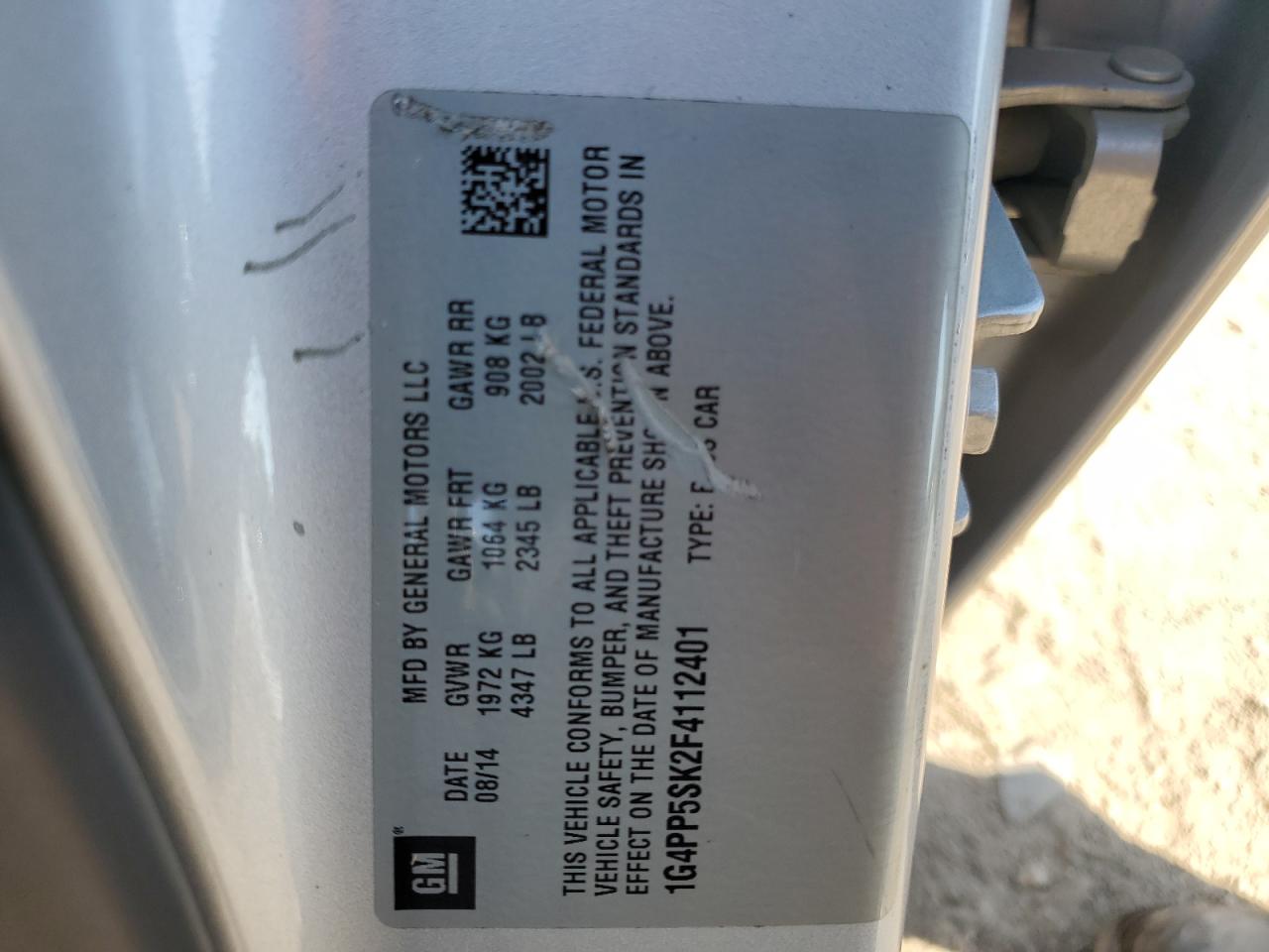 2015 Buick Verano VIN: 1G4PP5SK2F4112401 Lot: 67296265