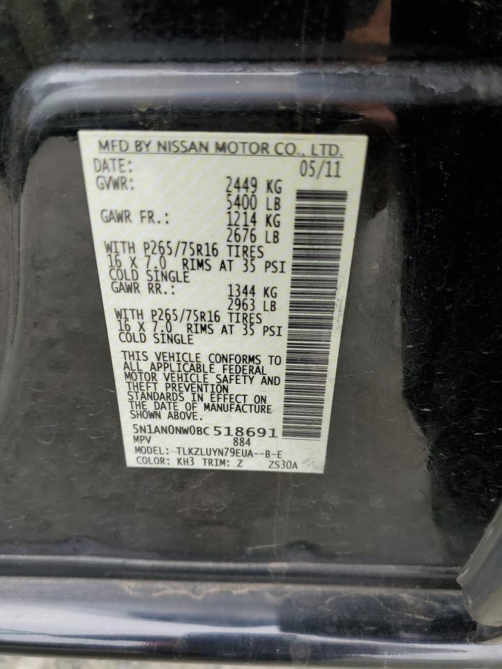 2011 Nissan Xterra Off Road VIN: 5N1AN0NW0BC518691 Lot: 84297835