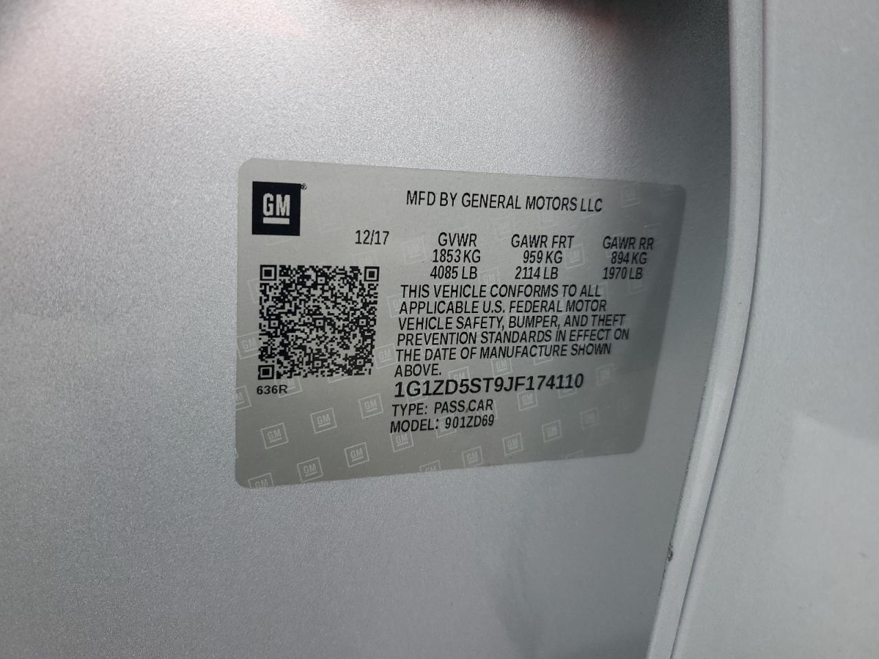 2018 Chevrolet Malibu Lt VIN: 1G1ZD5ST9JF174110 Lot: 86066795