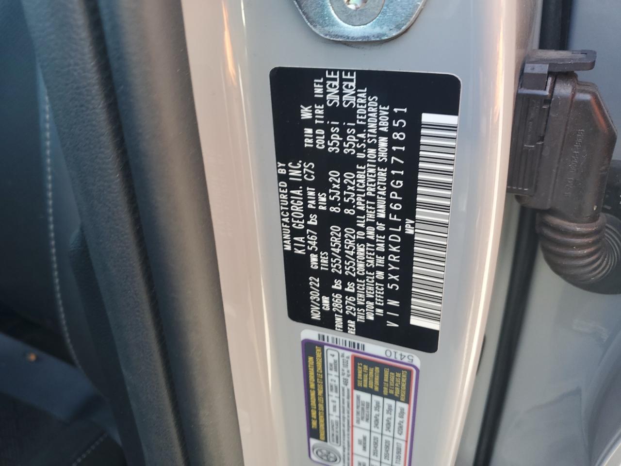 2023 Kia Sorento Sx VIN: 5XYRKDLF6PG171851 Lot: 86260985