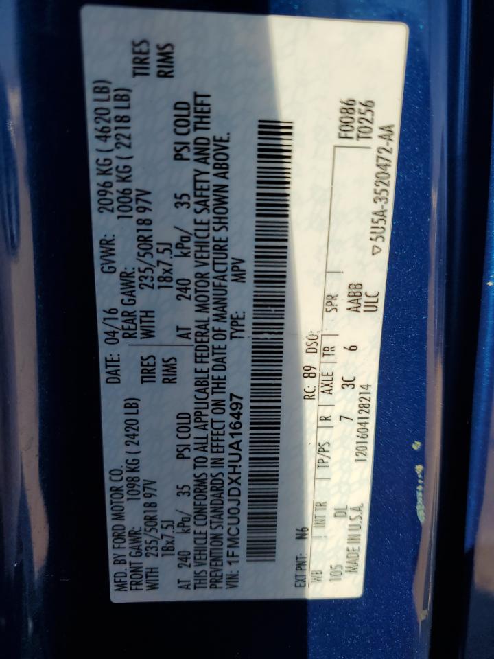 2017 Ford Escape Titanium VIN: 1FMCU0JDXHUA16497 Lot: 84463635