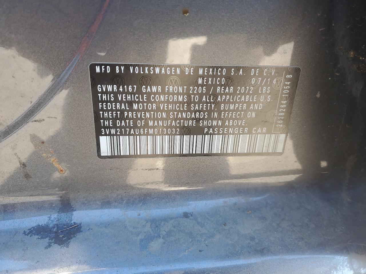 2015 Volkswagen Golf VIN: 3VW217AU6FM013032 Lot: 82458995
