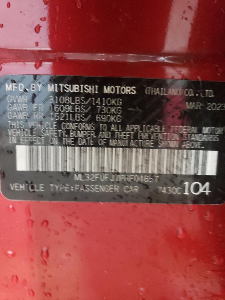 2023 Mitsubishi Mirage G4 Es VIN: ML32FUFJ7PHF04657 Lot: 90952525