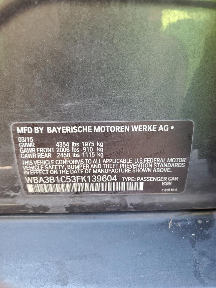 2015 BMW 320 I VIN: WBA3B1C53FK139604 Lot: 84867935
