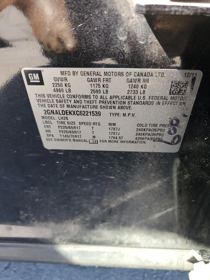 2012 Chevrolet Equinox Lt VIN: 2GNALDEKXC6221539 Lot: 82359865