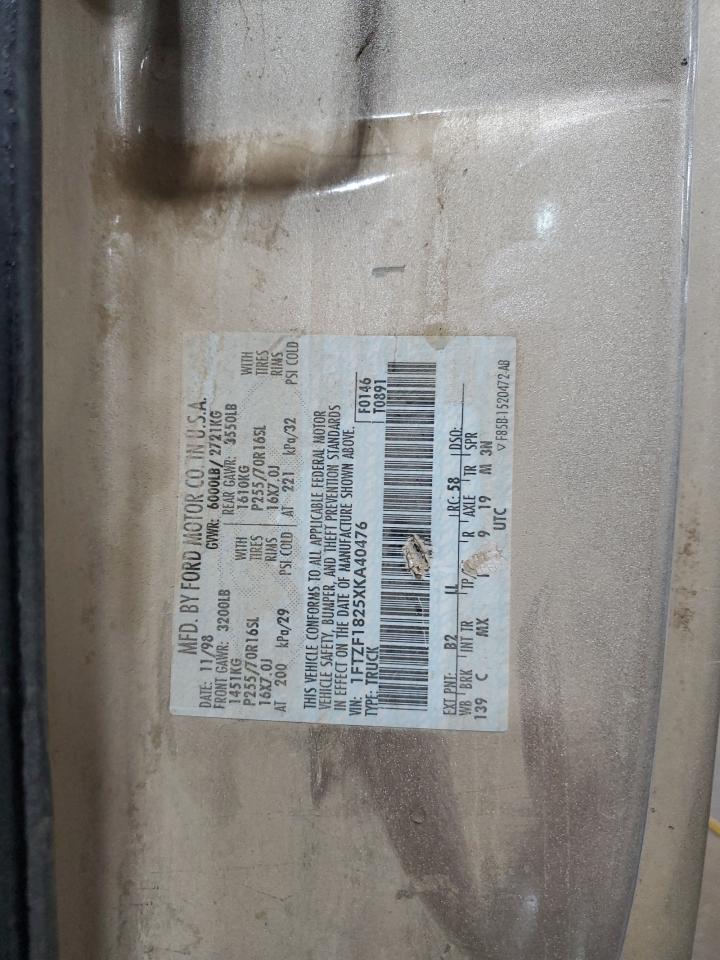 1999 Ford F150 VIN: 1FTZF1825XKA40476 Lot: 85664965