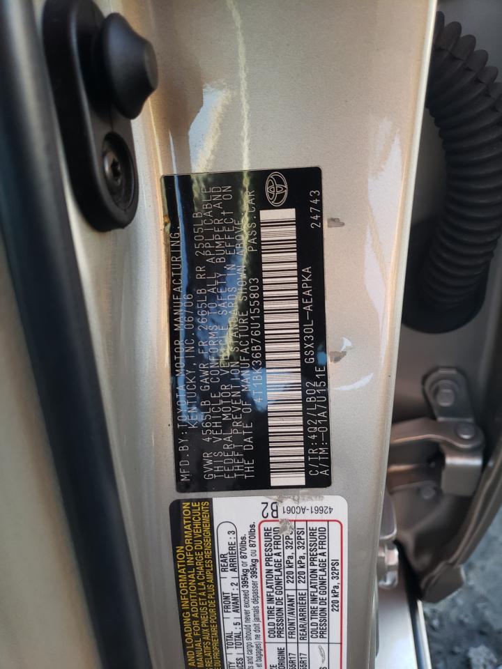 2006 Toyota Avalon Xl VIN: 4T1BK36B76U155803 Lot: 82496125