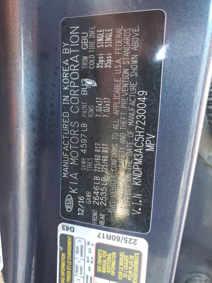 2017 Kia Sportage Lx VIN: KNDPM3AC5H7230049 Lot: 85347645