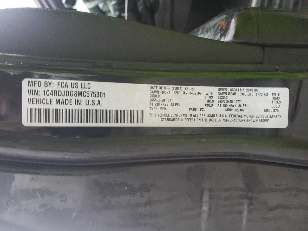 2021 Dodge Durango Gt VIN: 1C4RDJDG8MC575301 Lot: 82767875