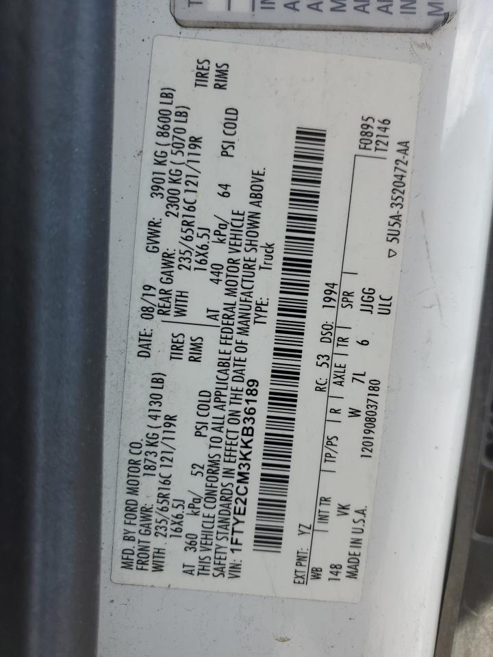 2019 Ford Transit T-150 VIN: 1FTYE2CM3KKB36189 Lot: 84867185