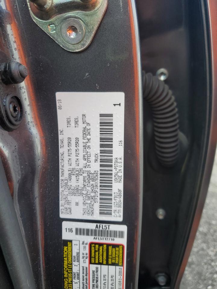 2019 Toyota Tundra Crewmax Sr5 VIN: 5TFDY5F18KX783683 Lot: 85691305