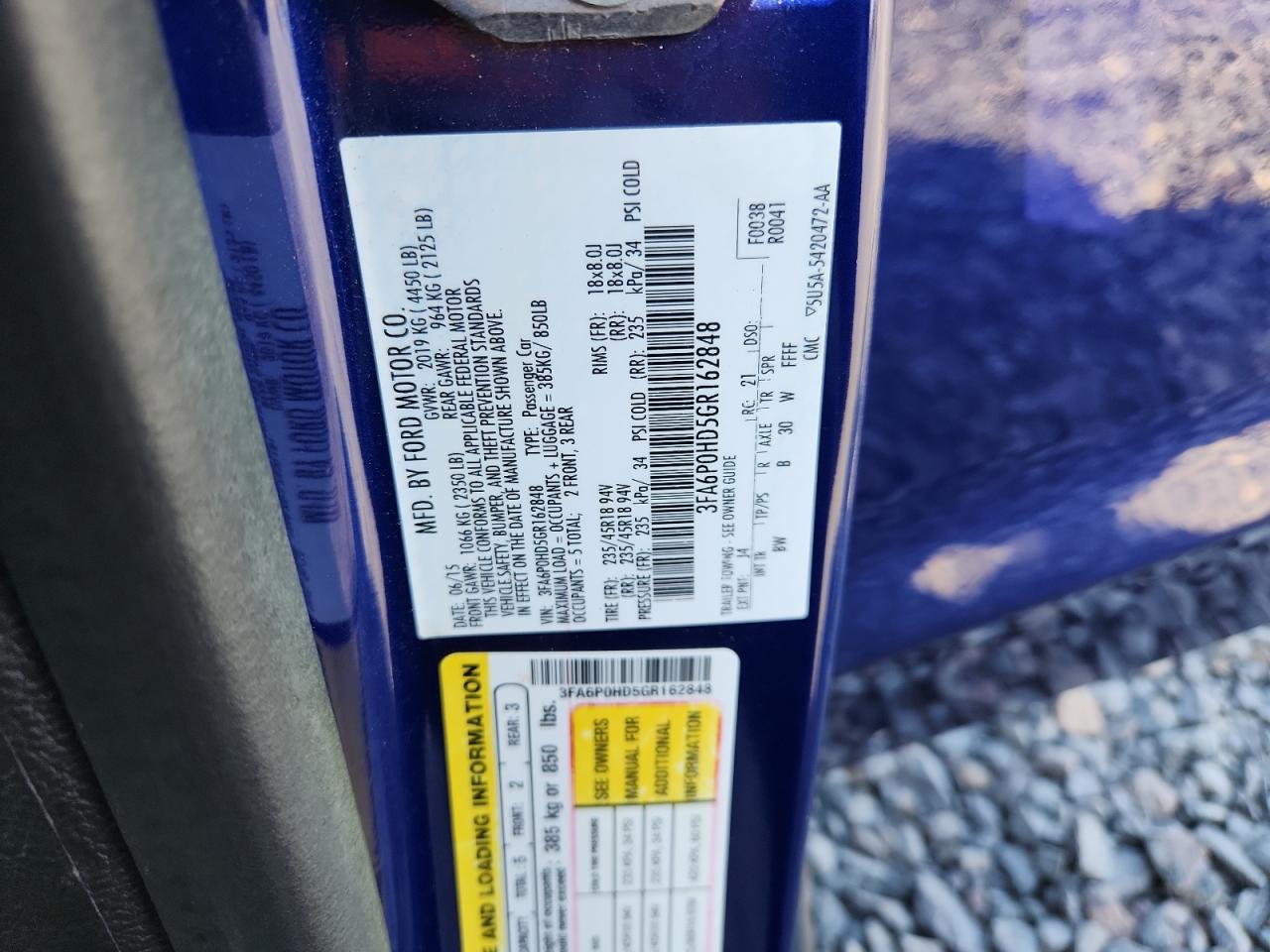 2016 Ford Fusion Se VIN: 3FA6P0HD5GR162848 Lot: 85179785