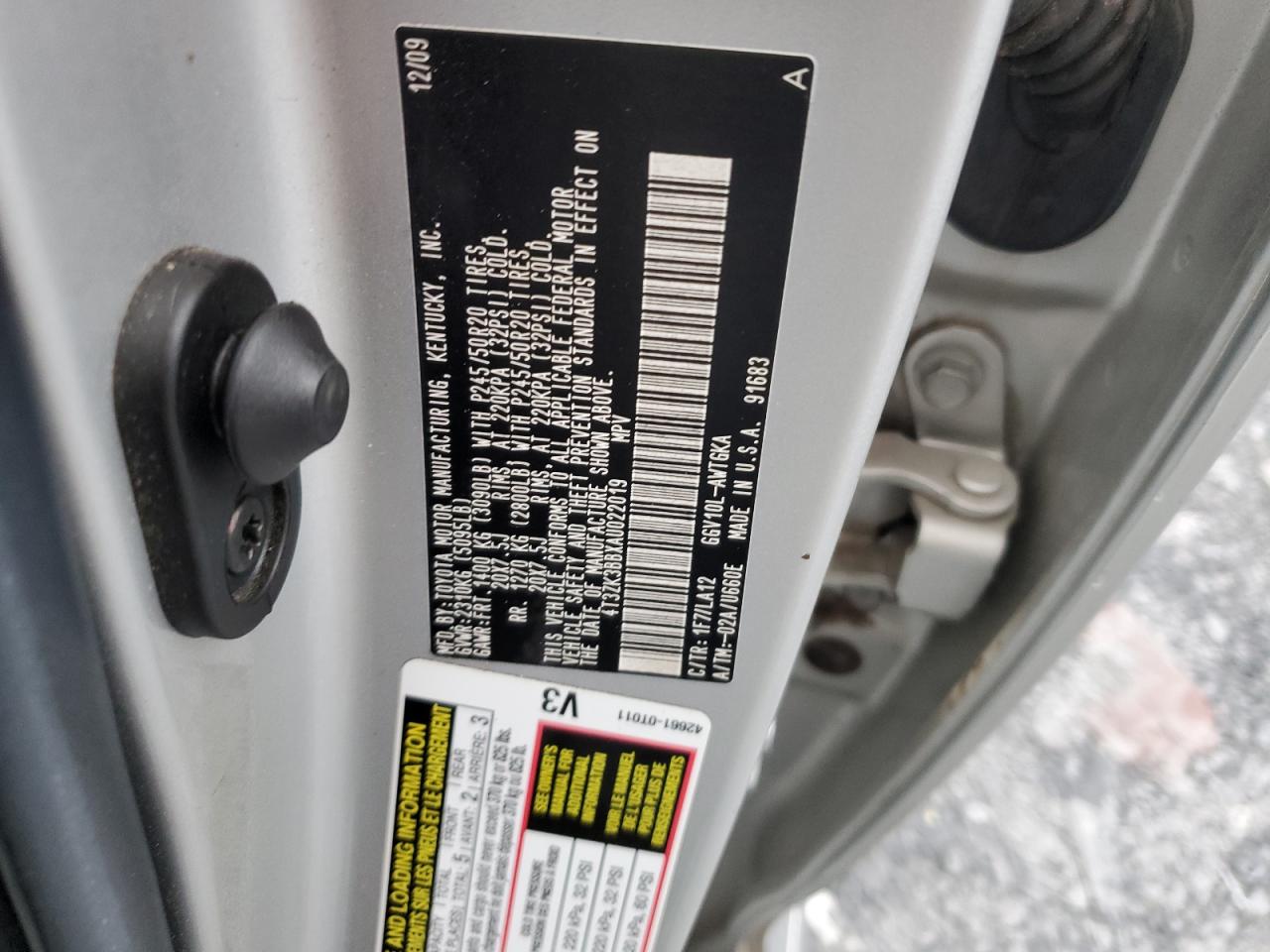 2010 Toyota Venza VIN: 4T3ZK3BBXAU022019 Lot: 82242035