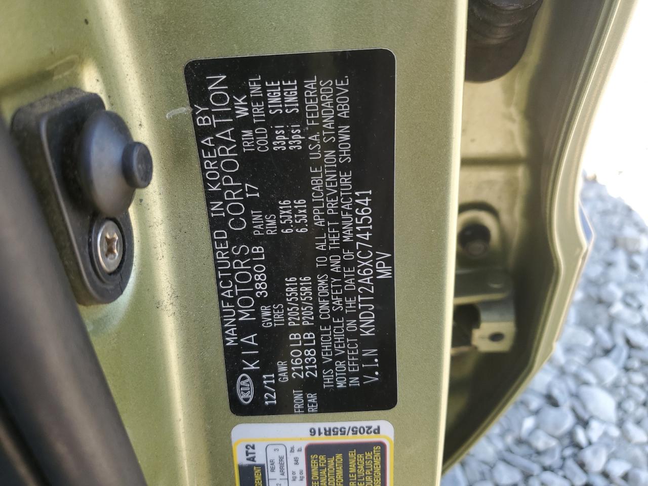 2012 Kia Soul + VIN: KNDJT2A6XC7415641 Lot: 82200165