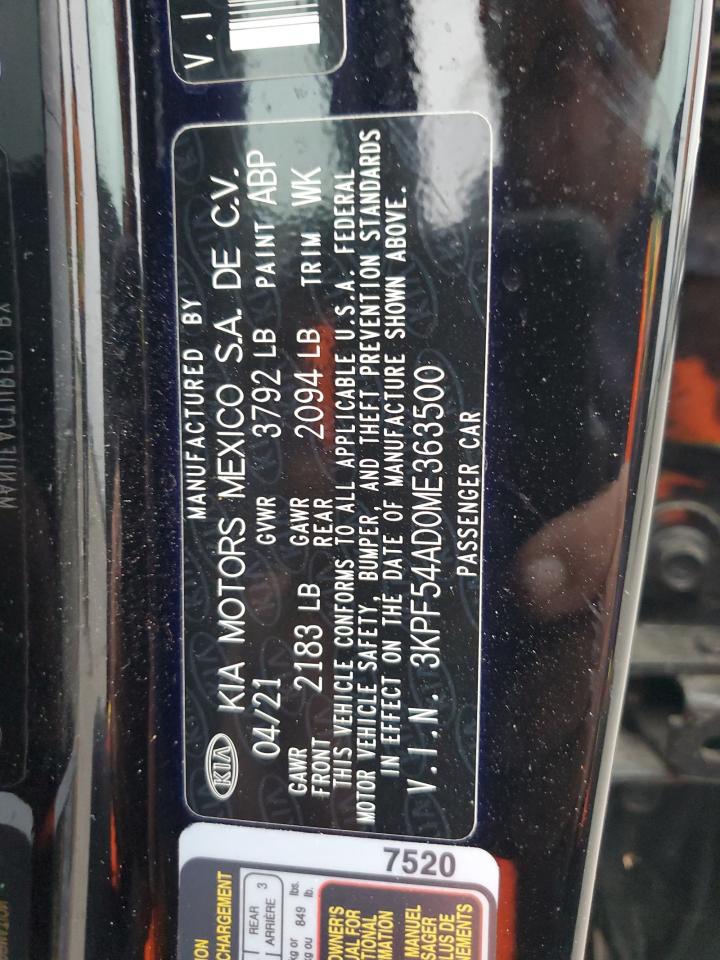 2021 Kia Forte Ex VIN: 3KPF54AD0ME363500 Lot: 90353525