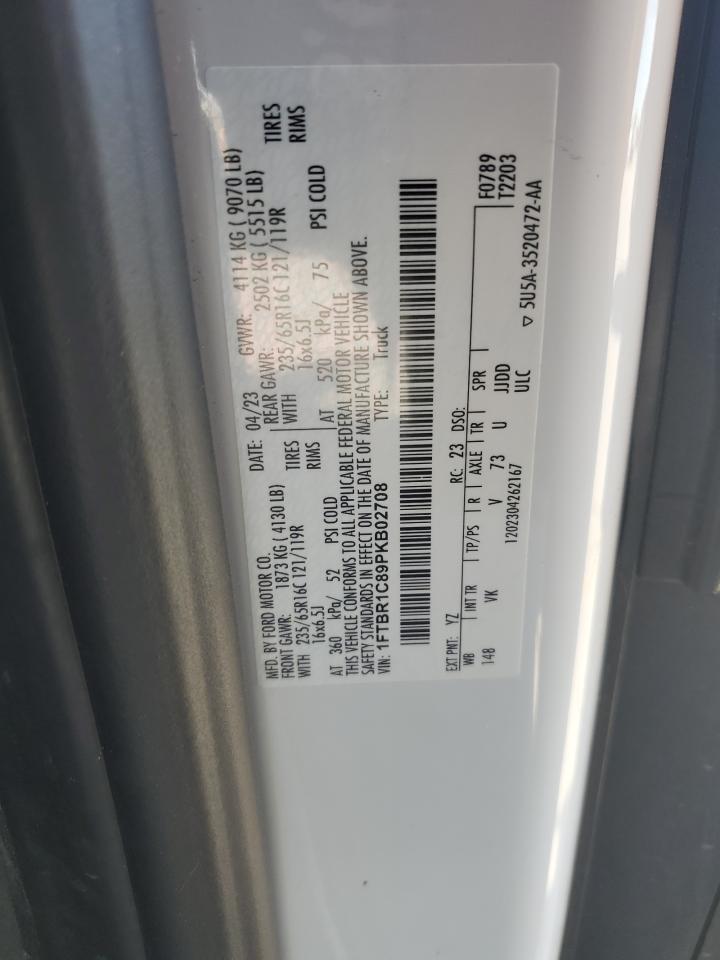 2023 Ford Transit T-250 VIN: 1FTBR1C89PKB02708 Lot: 89555545