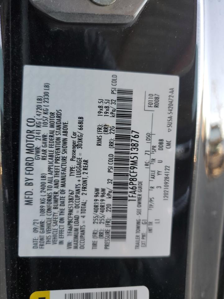 2021 Ford Mustang Gt VIN: 1FA6P8CF9M5138767 Lot: 82575015